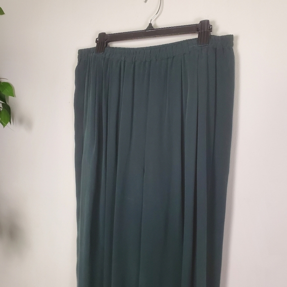 Eileen Fisher 100% Silk Georgette Crepe Straight Pant Women's Size Large Fir - Picture 6 of 12